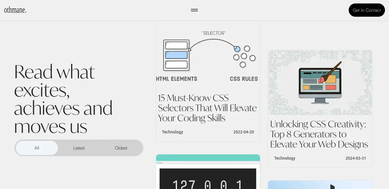 Screenshot of Fancy Blog project - Next.js, Tailwind CSS, Turso web application by Othmane Menad