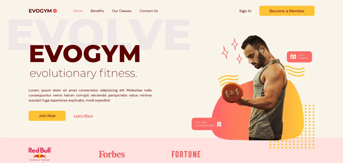 Screenshot of Shape-Up Gym project - Vite, TypeScript, React web application by Othmane Menad